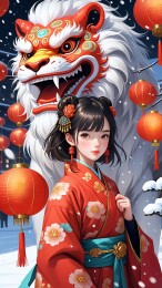 节日背景前的女生