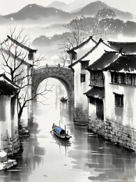 水墨江南水乡