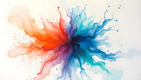 色彩绽放墨色晕染