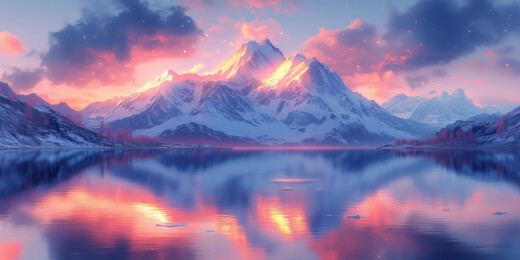 梦幻雪山湖泊