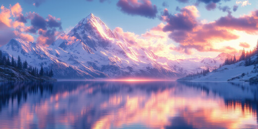 梦幻雪山湖泊