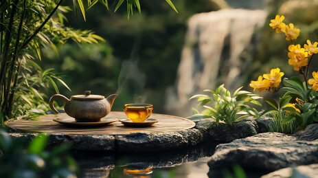 户外的茶具茶杯茶道喝茶