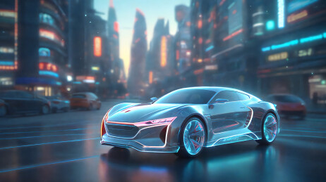 未来科技感虚拟网络世界X射线汽车