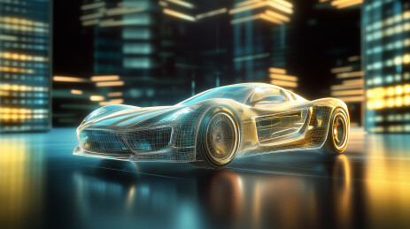 未来科技感虚拟网络世界X射线汽车