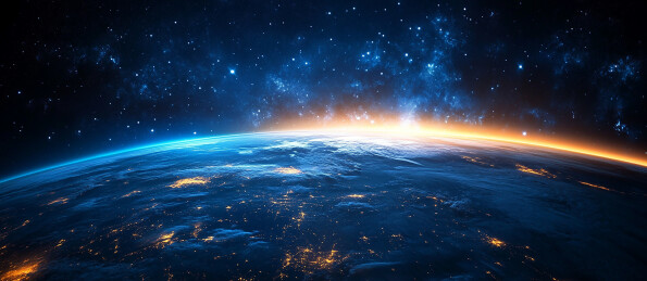 太空中的地球局部特写