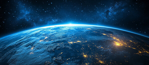 太空中的地球局部特写