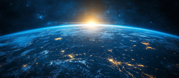 太空中的地球局部特写