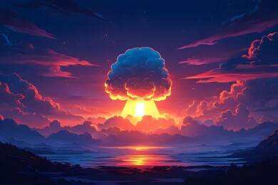 蘑菇云在天空中的壮观景象