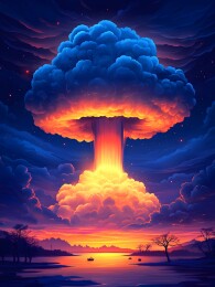 蘑菇云在天空中的壮观景象