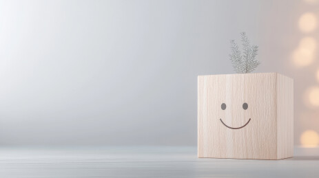 微笑木块与小植物