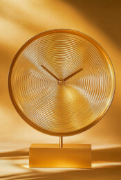 3D金色金属圆形时钟抽象艺术图标