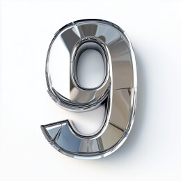 3D银色立体金属数字9