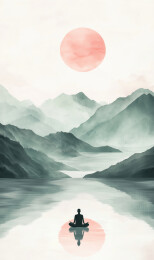 一个人正在打坐参禅插画