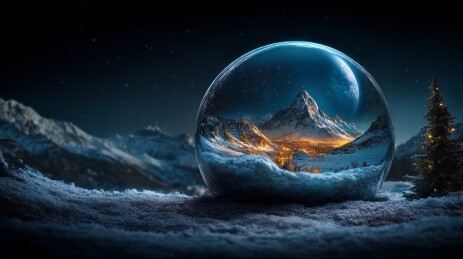 冰球里的雪山