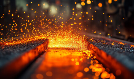 一个钢铁厂炼钢的工作场景