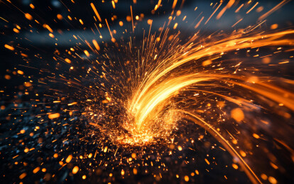 一个钢铁厂炼钢的工作场景