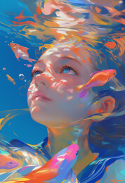 水下的女孩与鱼