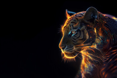 虎的侧面轮廓点阵图