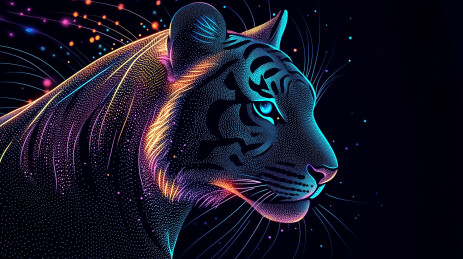 虎的侧面轮廓点阵图