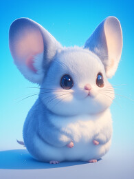 一只毛茸茸的卡通龙猫