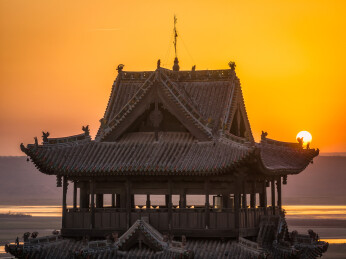 山西古建筑秋风楼航拍