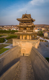 山西古建筑秋风楼航拍