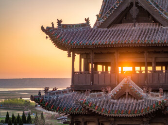 山西古建筑秋风楼航拍