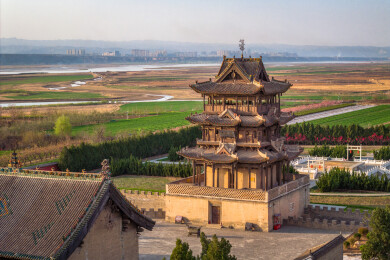 山西古建筑秋风楼航拍