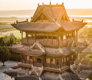 山西古建筑秋风楼航拍