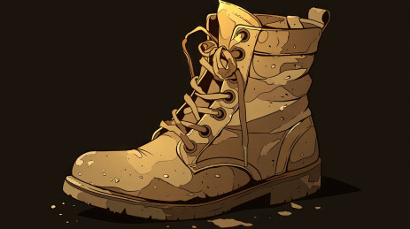 泥泞中的坚韧战靴