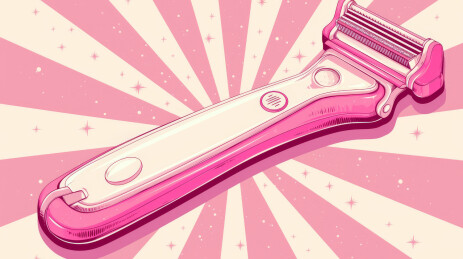 粉色女士剃须刀特写