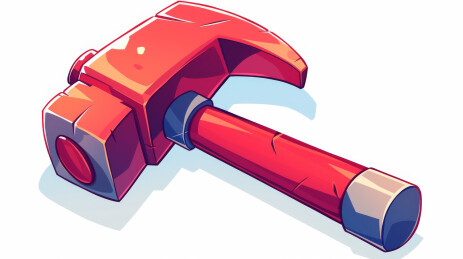 手绘红色工匠锤