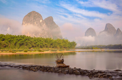 中国广西桂林阳朔兴坪镇漓江风光