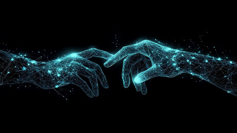 手指触碰线条粒子科技背景