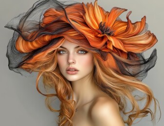 戴着鲜花制造的帽子