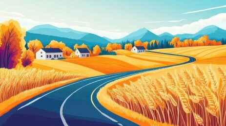 秋日乡间公路风景