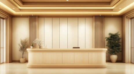 日式风格木质接待台