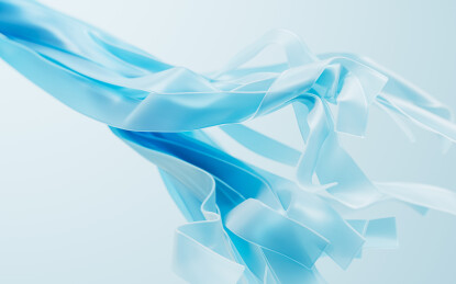 飘散的多层蓝色曲线背景三维渲染