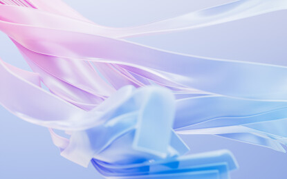 飘散的多层紫色曲线背景三维渲染