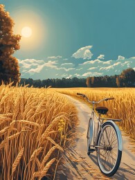 乡间小路上停放的老式自行车