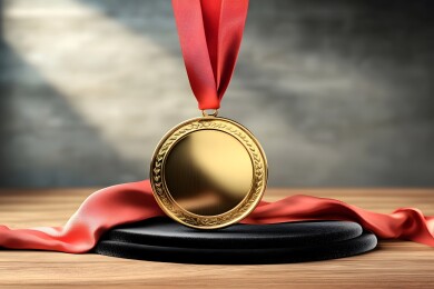 展示室内金牌的尊贵纪念氛围插画