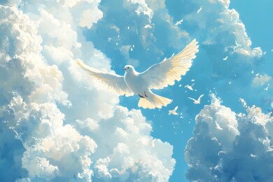 蔚蓝天空中展翅飞翔的金色鸟儿