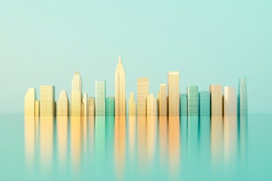 城市天际线倒影