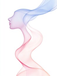 彩带飘逸女性侧像