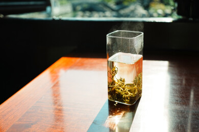 藕园茶室窗边一杯茉莉龙珠