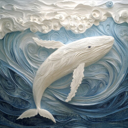 3d渲染的海里的鲸鱼