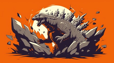 哥斯拉破土而出