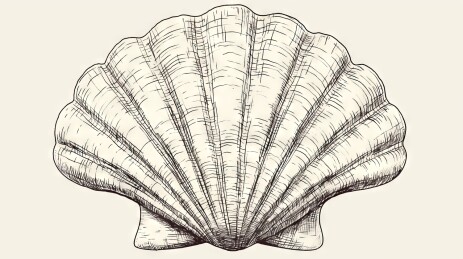 精美扇贝手绘图