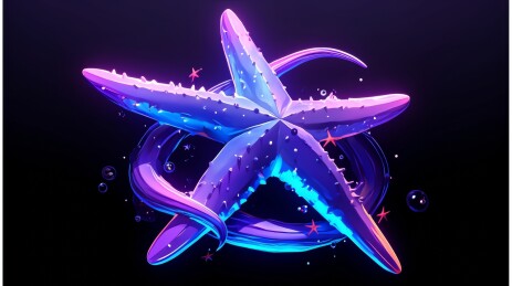 霓虹海星背景插图