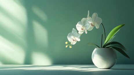 盛开的白色兰花盆栽